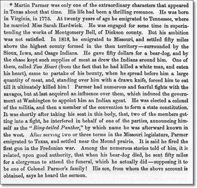 Martin Parmer in Henderson Yoakum's History of Texas